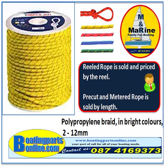 Polypropylene braid, bright colours, yellow 6 mm 260110642006