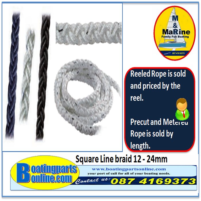 Square Line braid white 12 mm