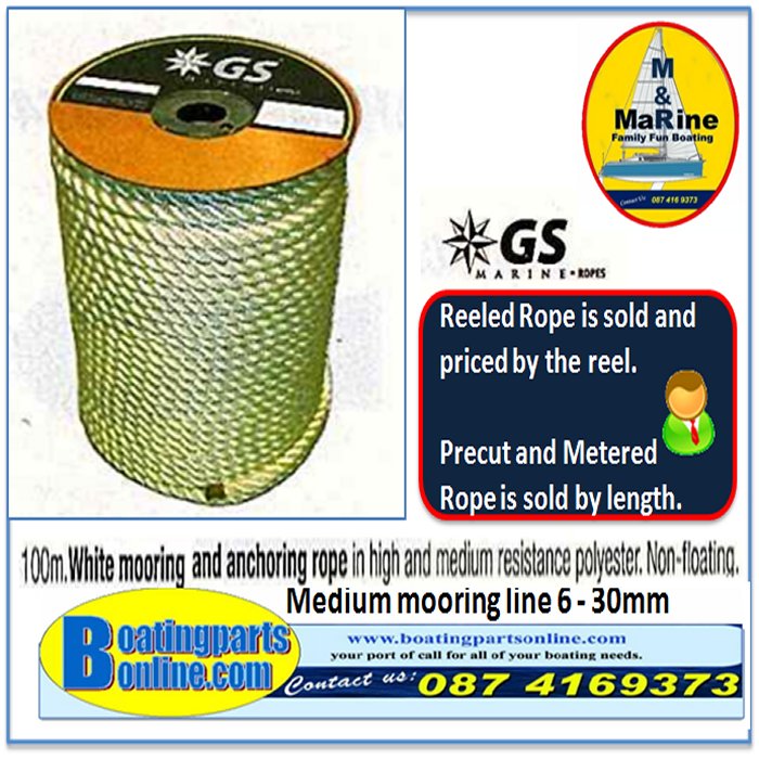 MOORING ROPE WHITE 16mm Medium Strength 2602685250037