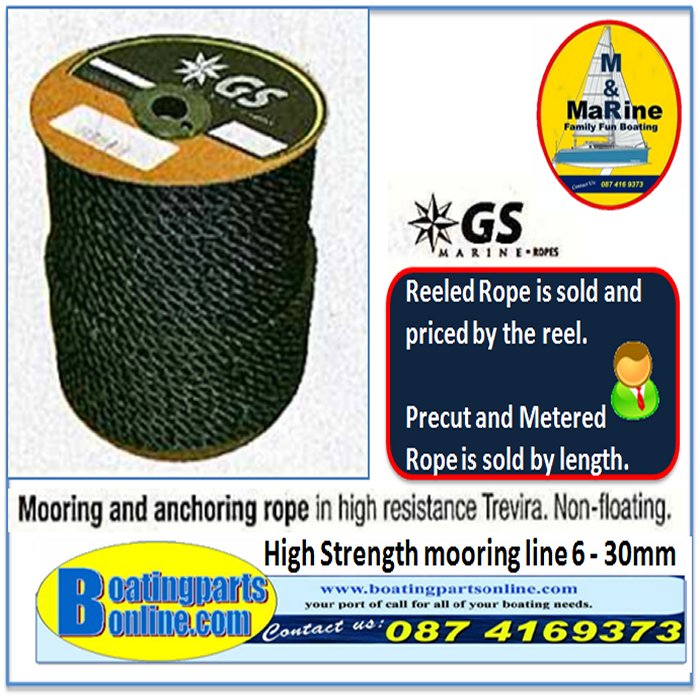 MOORING ROPE BLACK 24mm HIGH STRENGTH 2603085450056